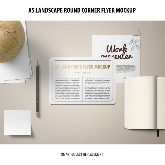 Free A5 Landscape Flyer Mockup Psd