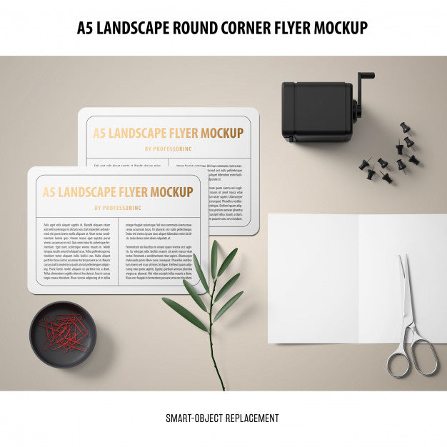 Free A5 Landscape Flyer Mockup Psd