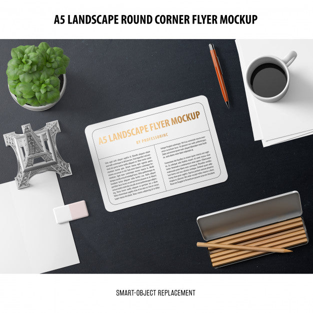 Free A5 Landscape Flyer Mockup Psd