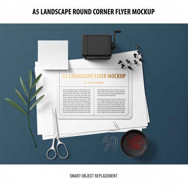 Free A5 Landscape Flyer Mockup Psd