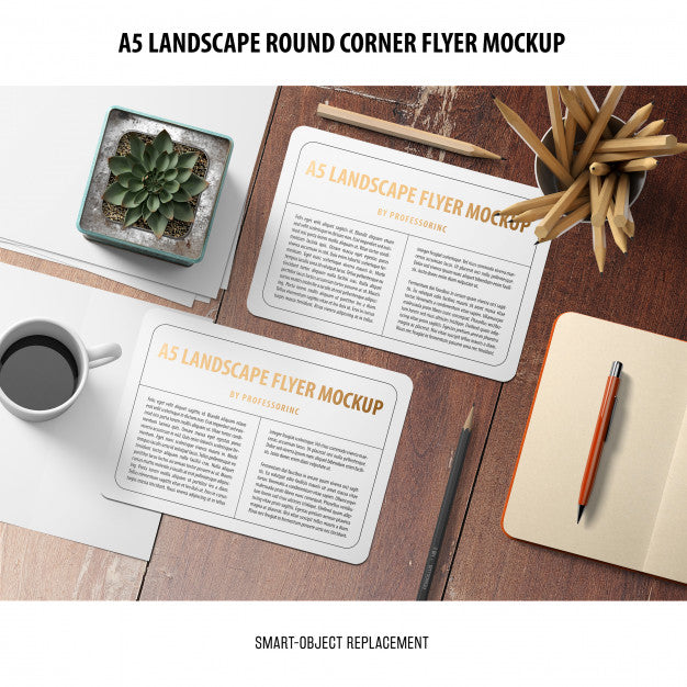 Free A5 Landscape Flyer Mockup Psd