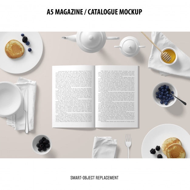 Free A5 Magazine Catalogue Mockup Psd
