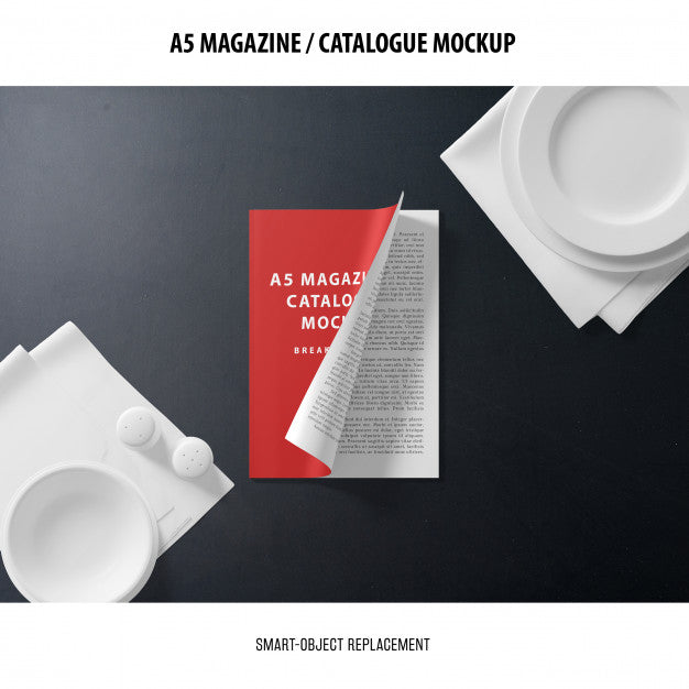 Free A5 Magazine Cover Catalogue Mockup Psd
