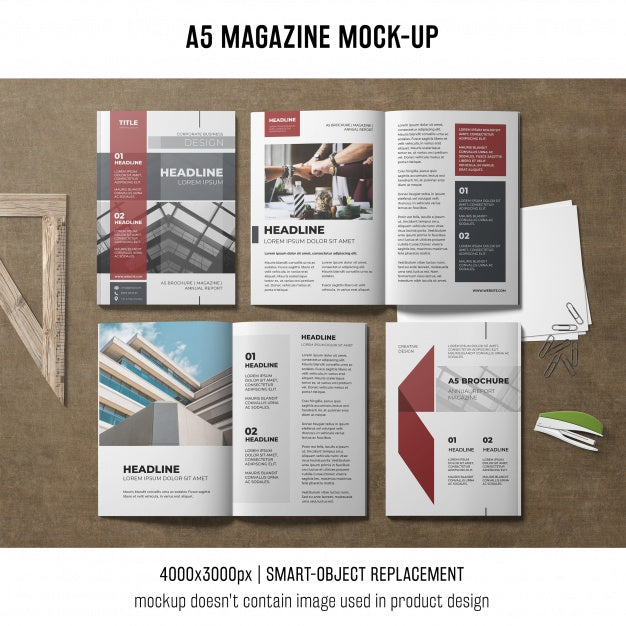 Free A5 Magazine Mockup Psd