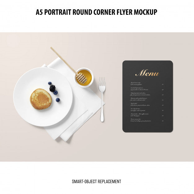 Free A5 Round Corner Flyer Mockup Psd