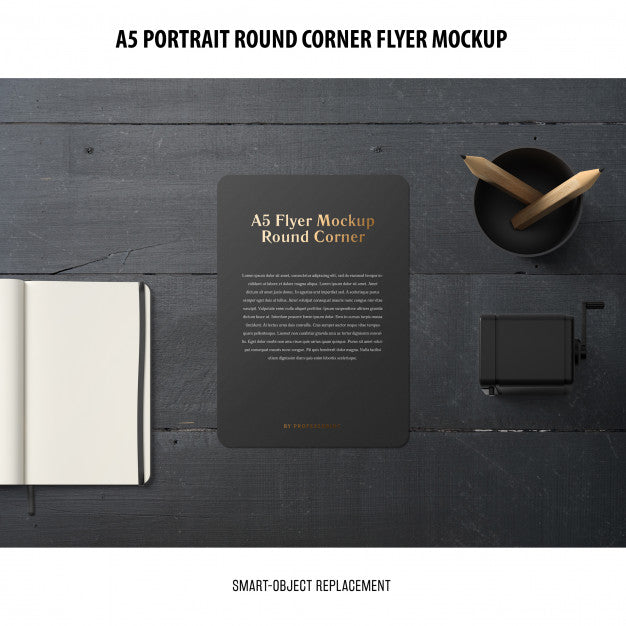Free A5 Round Corner Flyer Mockup Psd