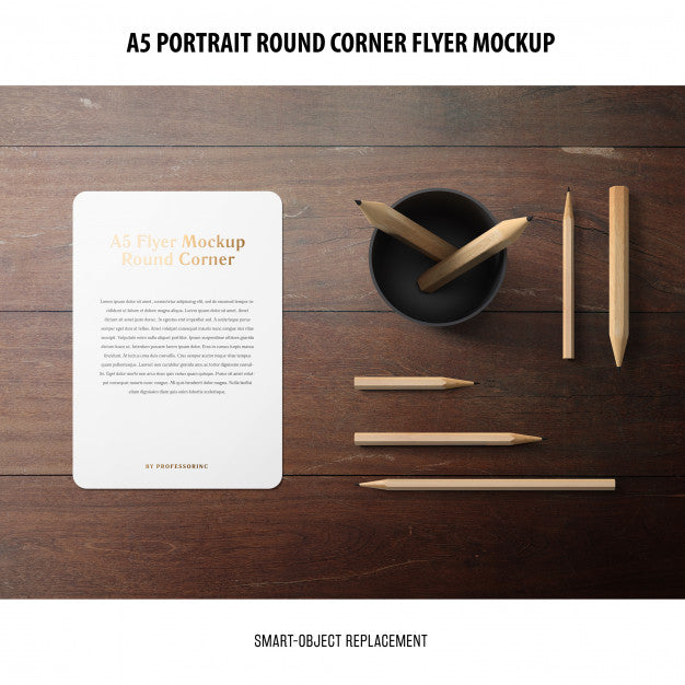 Free A5 Round Corner Flyer Mockup Psd