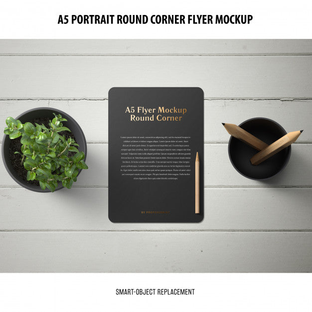 Free A5 Round Corner Flyer Mockup Psd