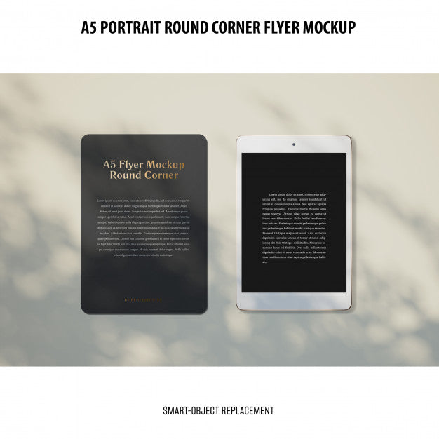 Free A5 Round Corner Flyer Mockup Psd