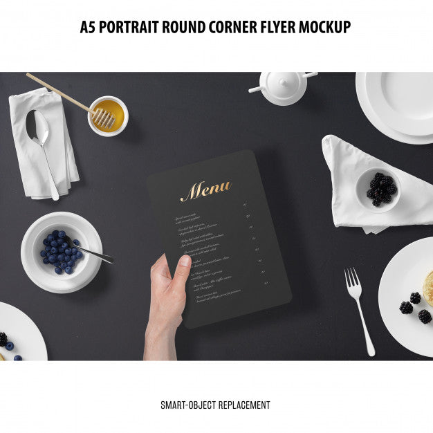 Free A5 Round Corner Flyer Mockup Psd