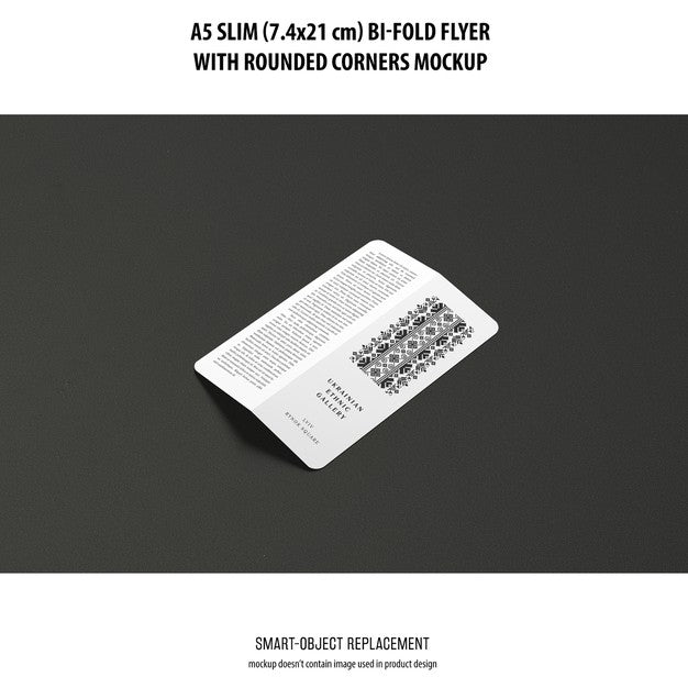 Free A5 Slim Bi-Fold Flyer Mockup Psd