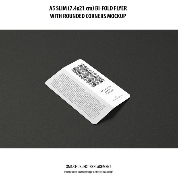 Free A5 Slim Bi-Fold Flyer Mockup Psd