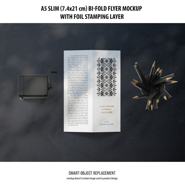 Free A5 Slim Bi-Fold Flyer Mockup Psd