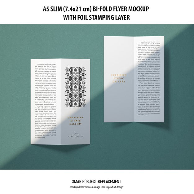 Free A5 Slim Bi-Fold Flyer Mockup Psd