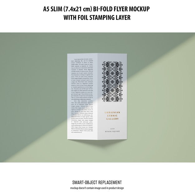 Free A5 Slim Bi-Fold Flyer Mockup Psd