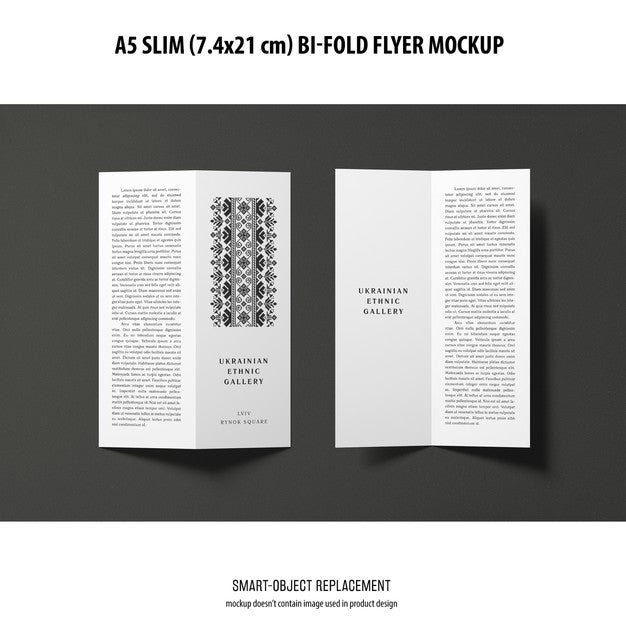 Free A5 Slim Bi-Fold Flyer Mockup Psd