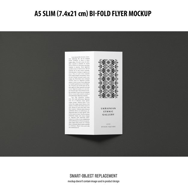 Free A5 Slim Bi-Fold Flyer Mockup Psd