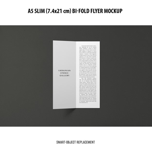 Free A5 Slim Bi-Fold Flyer Mockup Psd