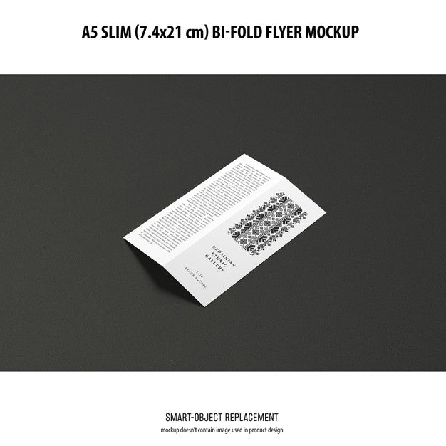 Free A5 Slim Bi-Fold Flyer Mockup Psd