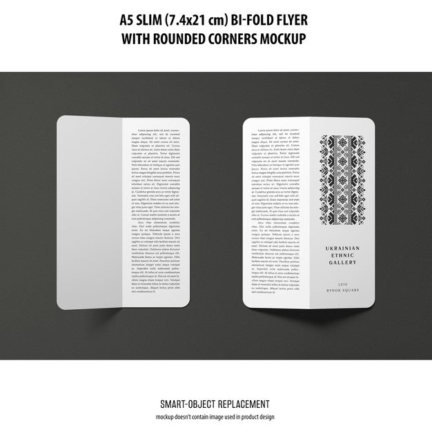 Free A5 Slim Bi-Fold Flyer Mockup Psd