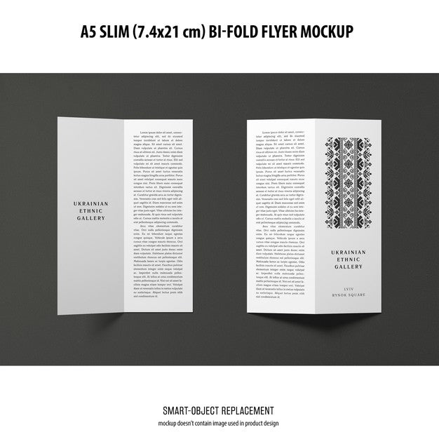 Free A5 Slim Bi-Fold Flyer Mockup Psd