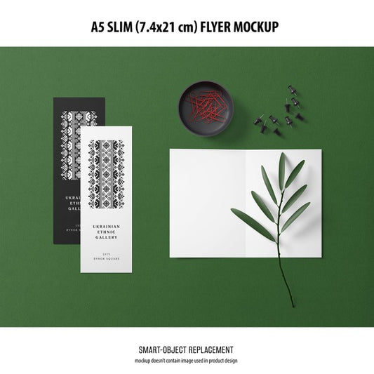 Free A5 Slim Flyer Mockup Psd