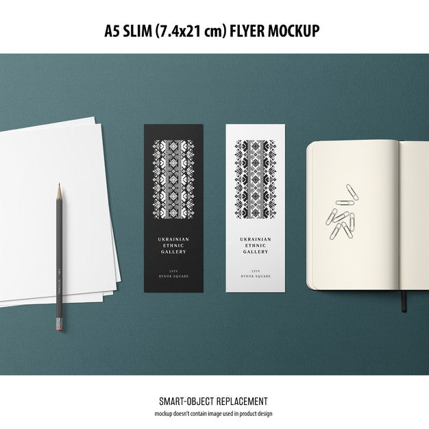 Free A5 Slim Flyer Mockup Psd