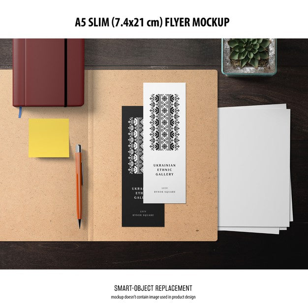 Free A5 Slim Flyer Mockup Psd