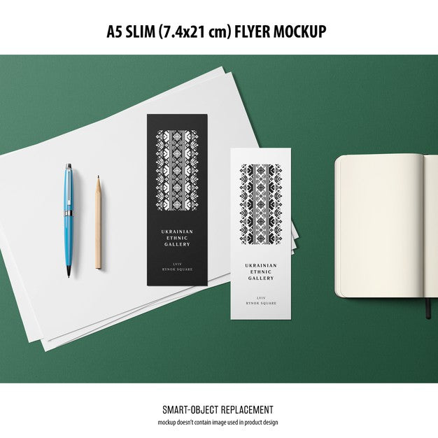 Free A5 Slim Flyer Mockup Psd