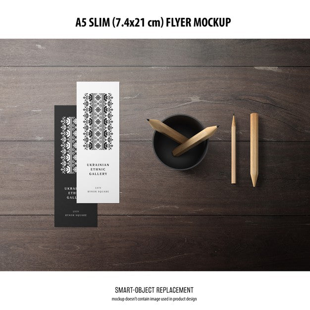 Free A5 Slim Flyer Mockup Psd