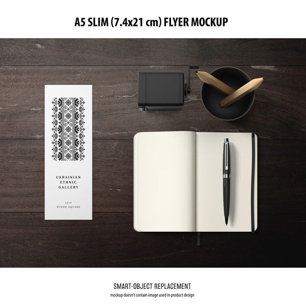 Free A5 Slim Flyer Mockup Psd