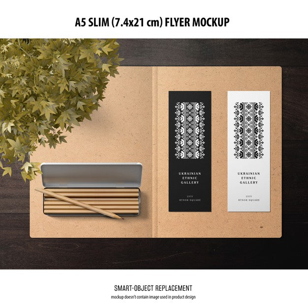 Free A5 Slim Flyer Mockup Psd