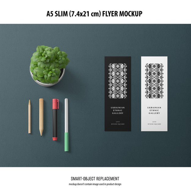 Free A5 Slim Flyer Mockup Psd