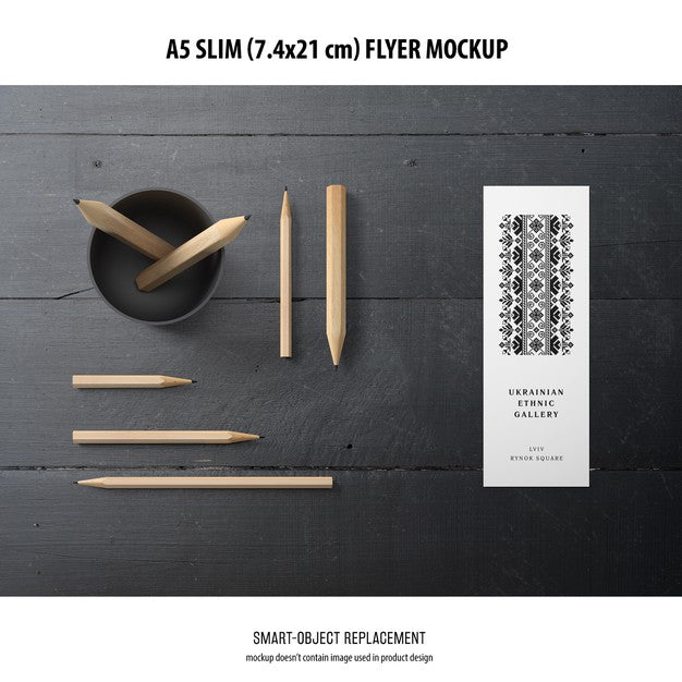 Free A5 Slim Flyer Mockup Psd