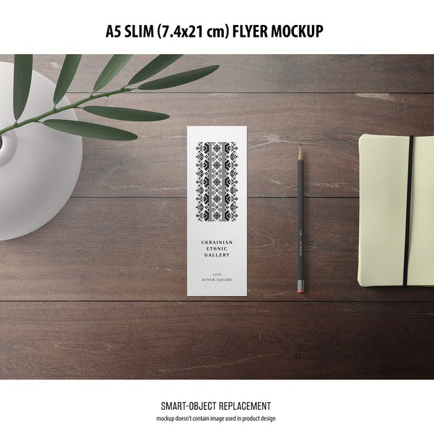 Free A5 Slim Flyer Mockup Psd