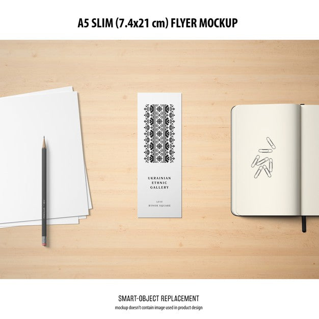 Free A5 Slim Flyer Mockup Psd