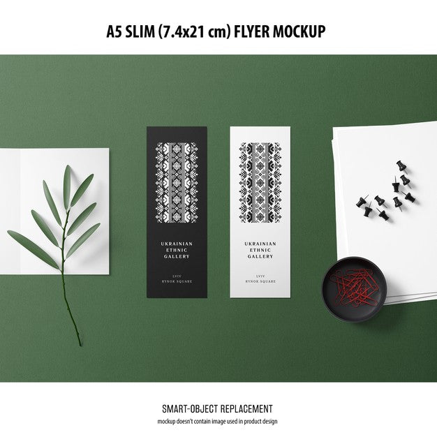 Free A5 Slim Flyer Mockup Psd