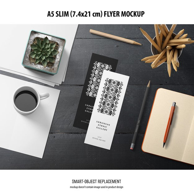 Free A5 Slim Flyer Mockup Psd