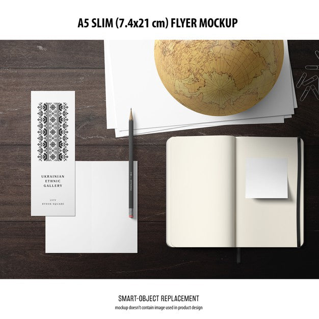 Free A5 Slim Flyer Mockup Psd