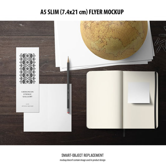 Free A5 Slim Flyer Mockup Psd