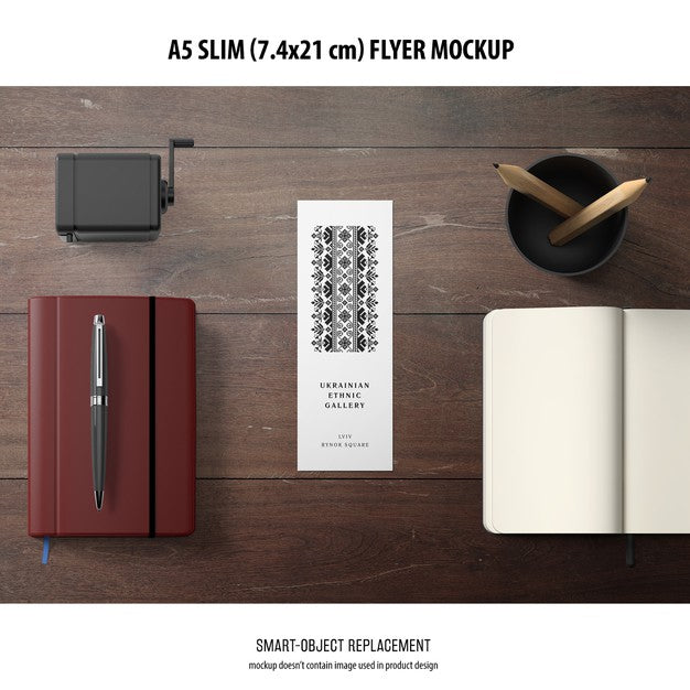 Free A5 Slim Flyer Mockup Psd