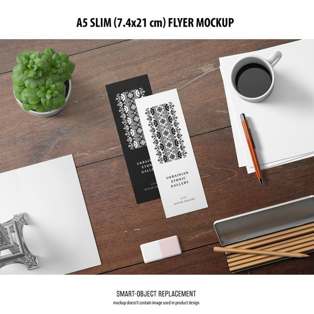 Free A5 Slim Flyer Mockup Psd