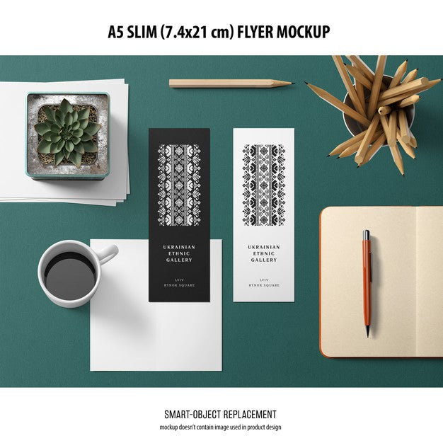 Free A5 Slim Flyer Mockup Psd