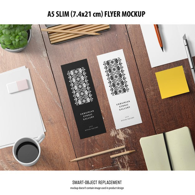 Free A5 Slim Flyer Mockup Psd