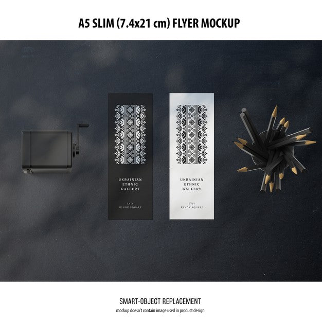 Free A5 Slim Flyer Mockup Psd