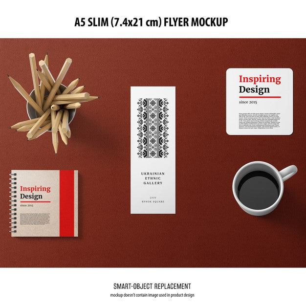 Free A5 Slim Flyer Mockup Psd