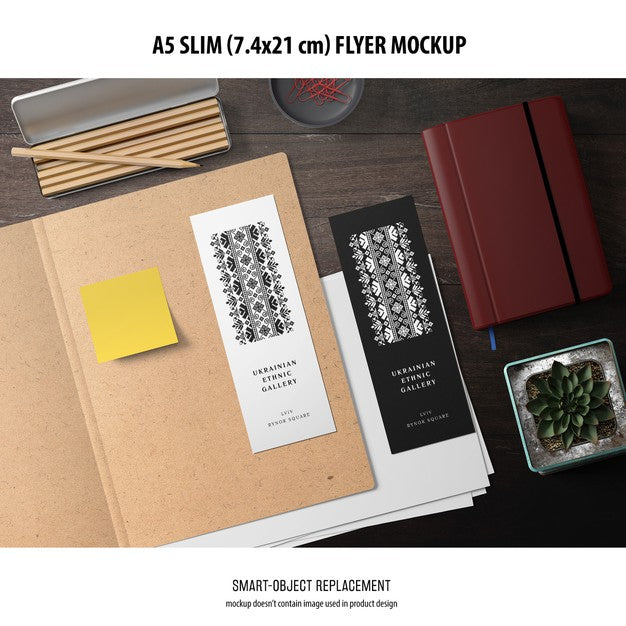 Free A5 Slim Flyer Mockup Psd