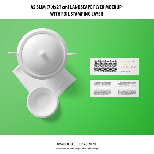 Free A5 Slim Landscape Flyer Mockup Psd