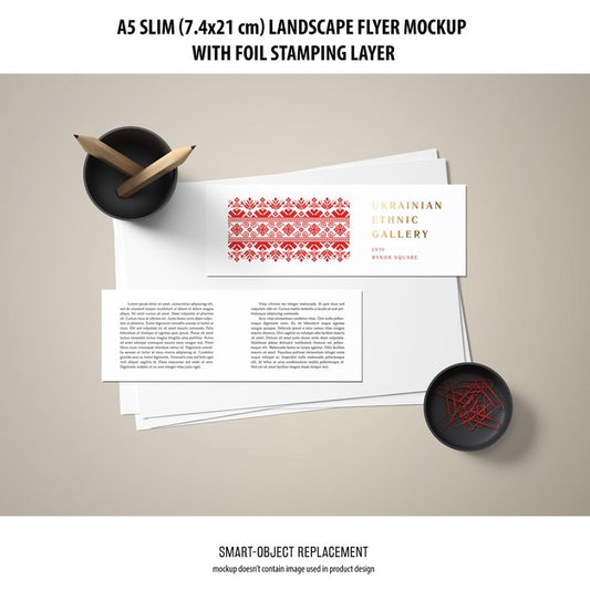 Free A5 Slim Landscape Flyer Mockup Psd