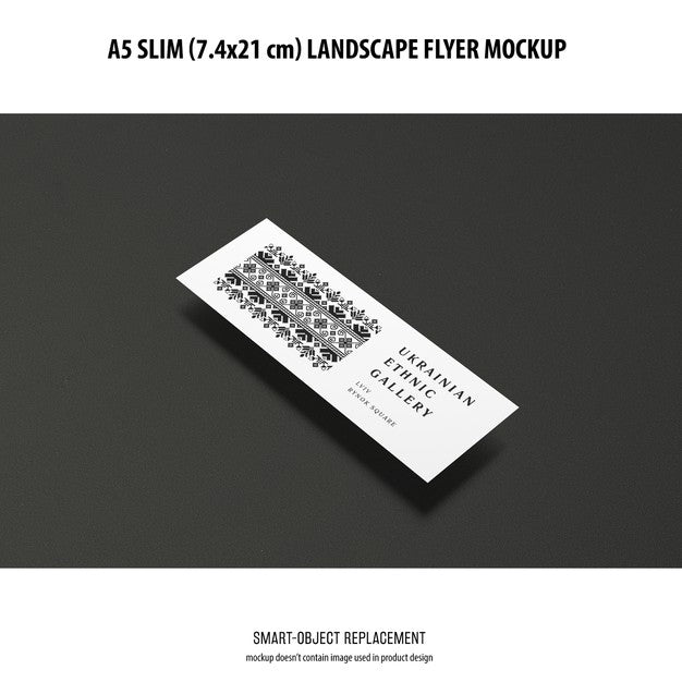 Free A5 Slim Landscape Flyer Mockup Psd